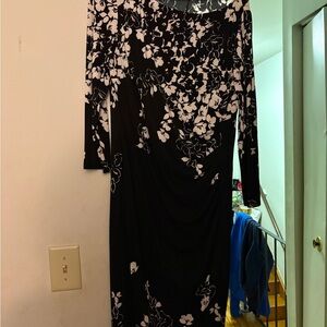 Chaps Black and White Floral Maxi Dress